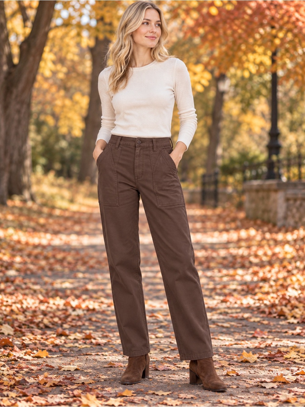 Madewell women’s Chocolate Brown Straight Utility Chinos waist 28
